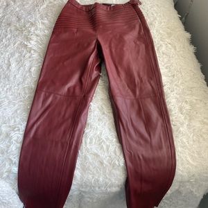 Red leather pants